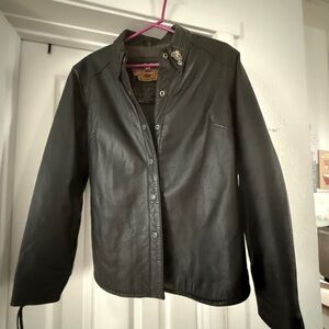 Harley Davidson Black Leather/Fabric Shirt/Jacket